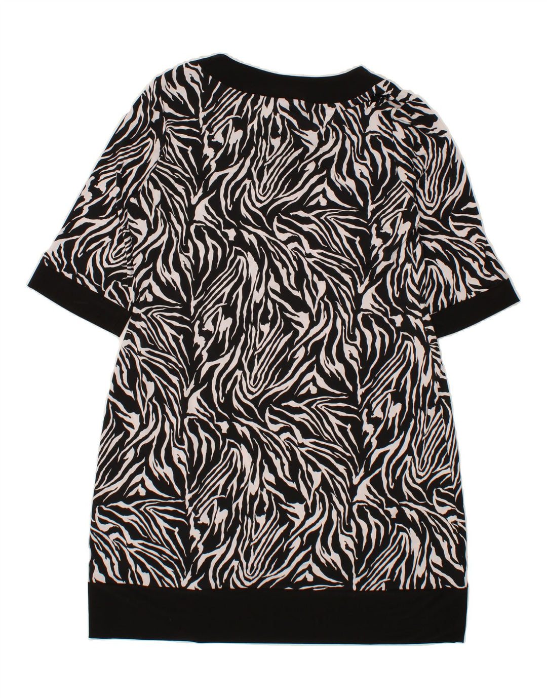 VINTAGE Womens Basic Dress UK 16 Large Black Animal Print Polyester Vintage Vintage and Second-Hand Vintage from Messina Hembry 