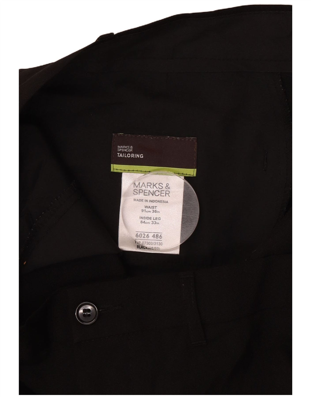 Marks & Spencer Mens Tailored Straight Chino Trousers W36 L33 Black