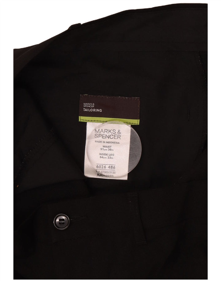 Marks & Spencer Mens Tailored Straight Chino Trousers W36 L33 Black
