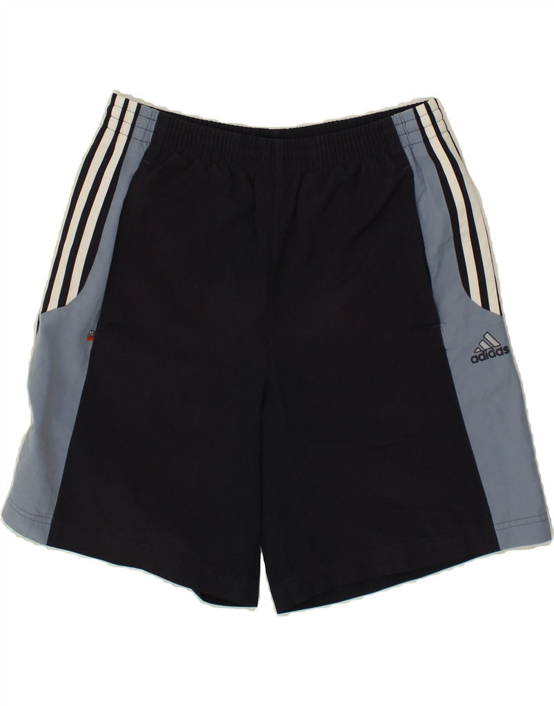 ADIDAS Mens Graphic Sport Shorts Medium Navy Blue Colourblock Polyester | Vintage Adidas | Thrift | Second-Hand Adidas | Used Clothing | Messina Hembry 