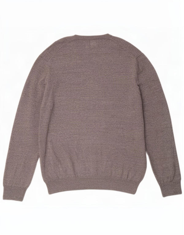 Marks & Spencer Mens V-Neck Jumper Sweater 2XL Grey Flecked Cotton