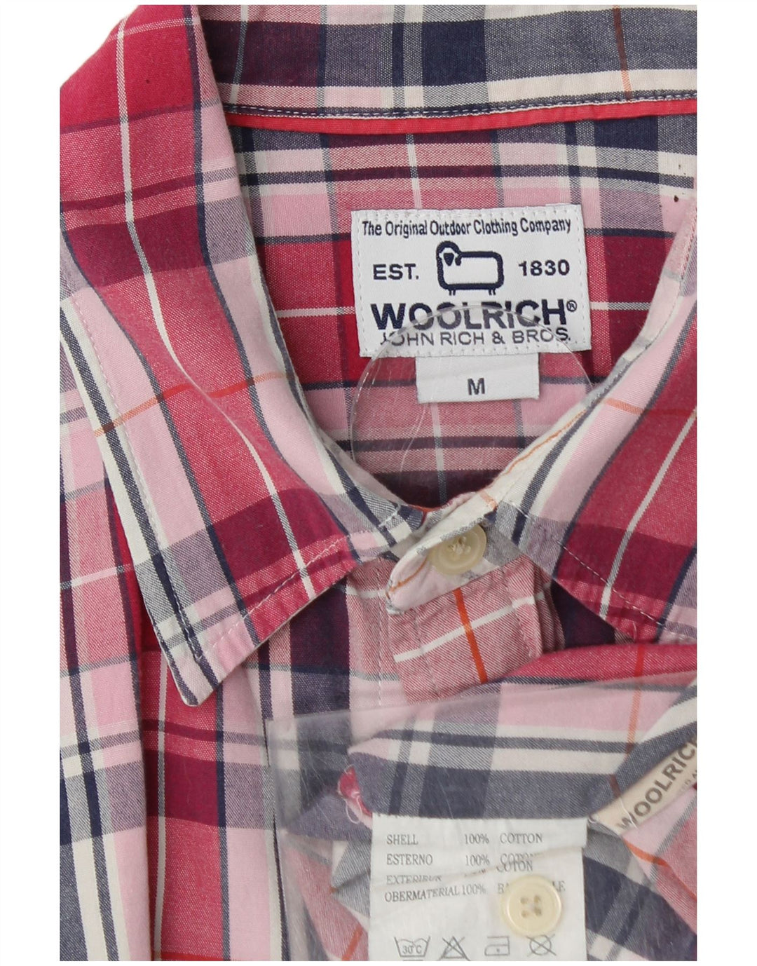 WOOLRICH Mens Short Sleeve Shirt Medium Red Check Cotton