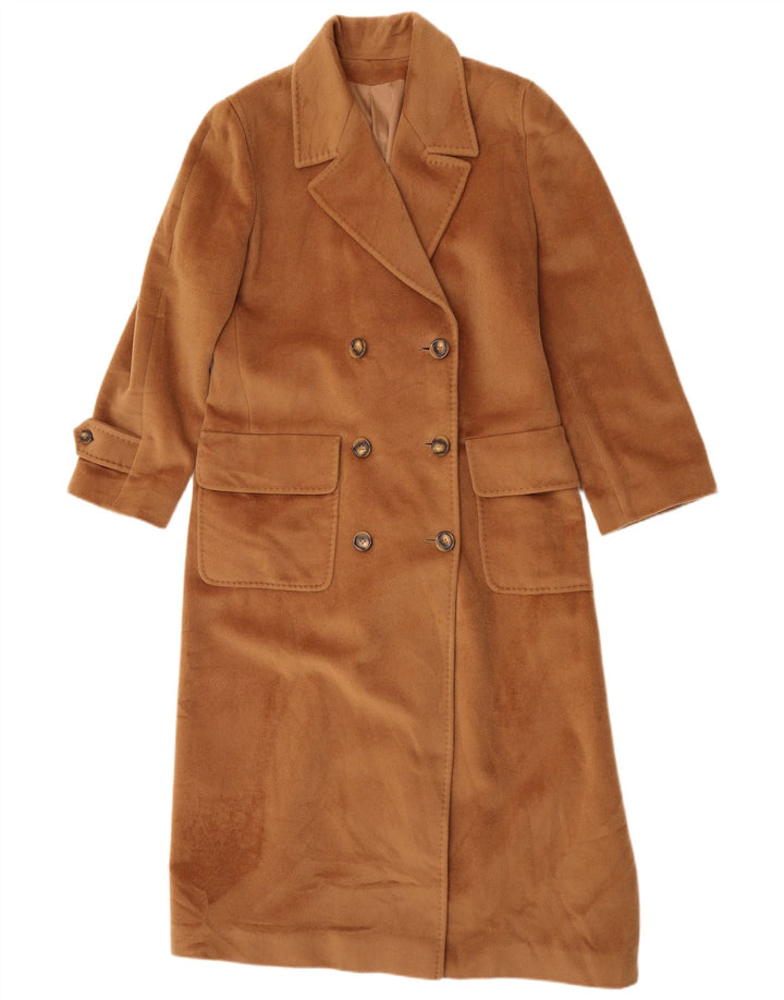 Piacenza Womens Double Breasted Coat UK 14 Large Brown Wool