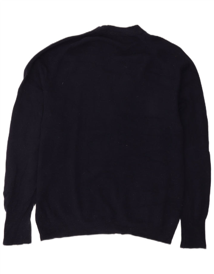Marks & Spencer Mens Cardigan Sweater IT 52/54 Large Navy Blue Lambswool