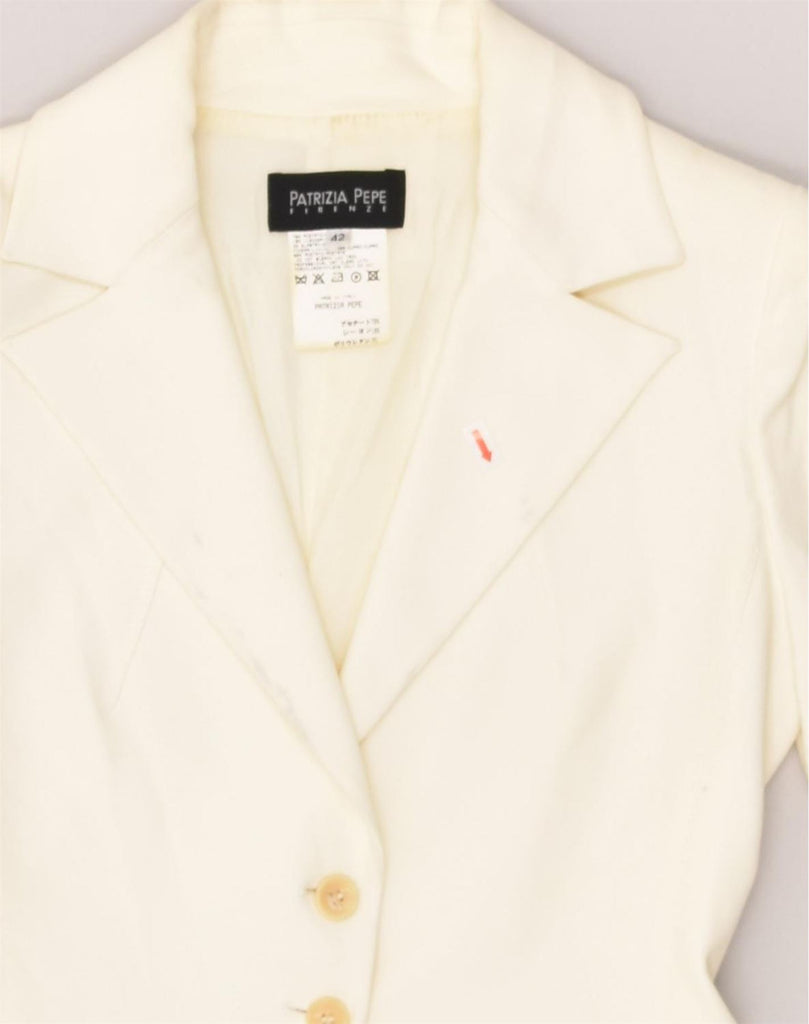 PATRIZIA PEPE FIRENZE Womens 2 Button Blazer Jacket IT 42 Medium Off White | Vintage Patrizia Pepe Firenze | Thrift | Second-Hand Patrizia Pepe Firenze | Used Clothing | Messina Hembry 