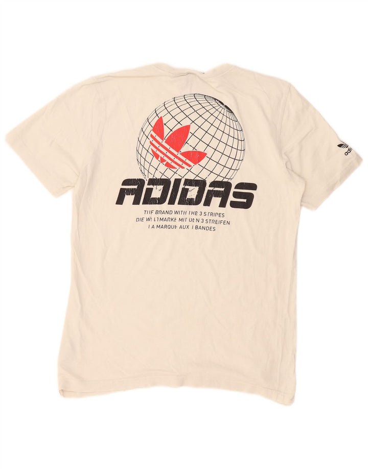 Adidas Mens Graphic T-Shirt Top Small White Cotton