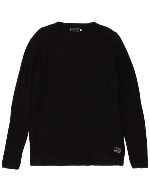 Jack & Jones Mens Crew Neck Jumper Sweater XL Black Cotton