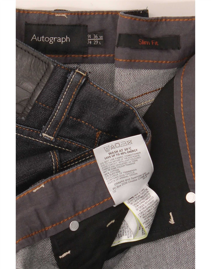 Marks & Spencer Mens Autograph Slim Jeans W36 L29 Navy Blue Cotton