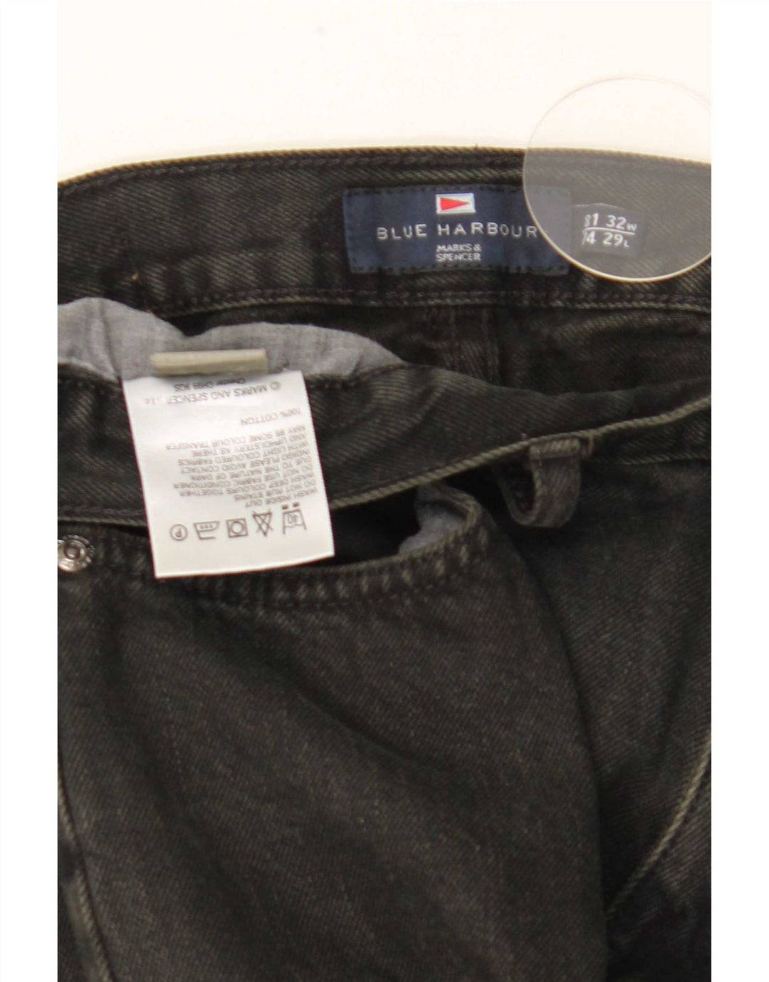Marks & Spencer Mens Blue Harbour Straight Jeans W32 L29 Black Cotton