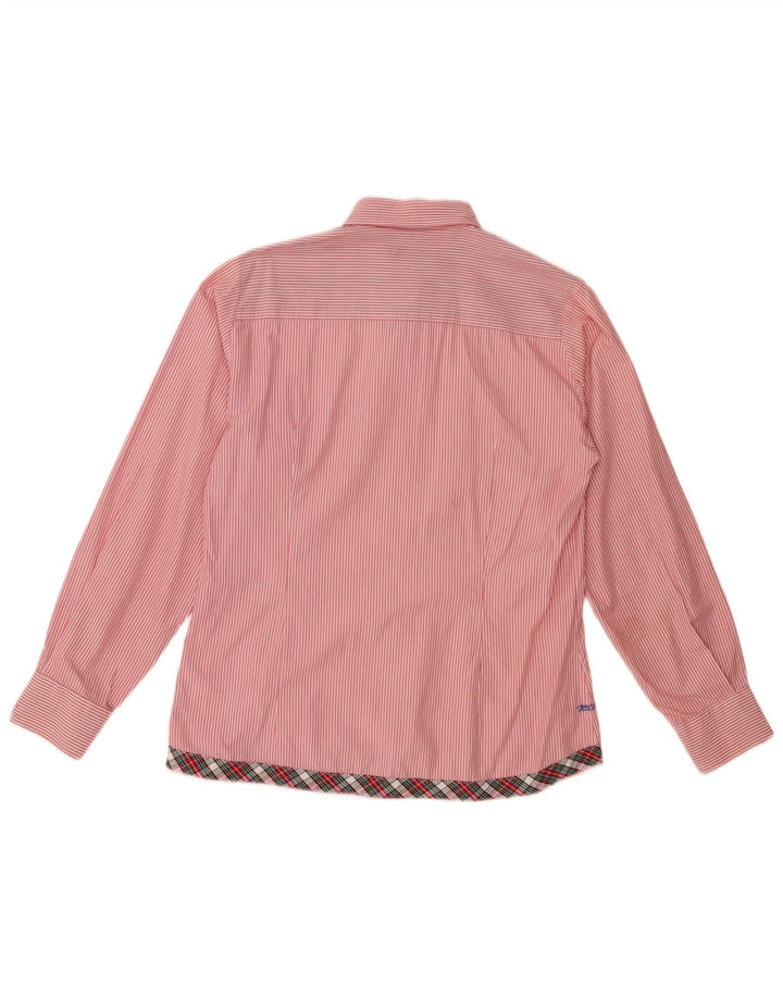 MARLBORO CLASSICS Mens Slim Fit Shirt Large Pink Pinstripe