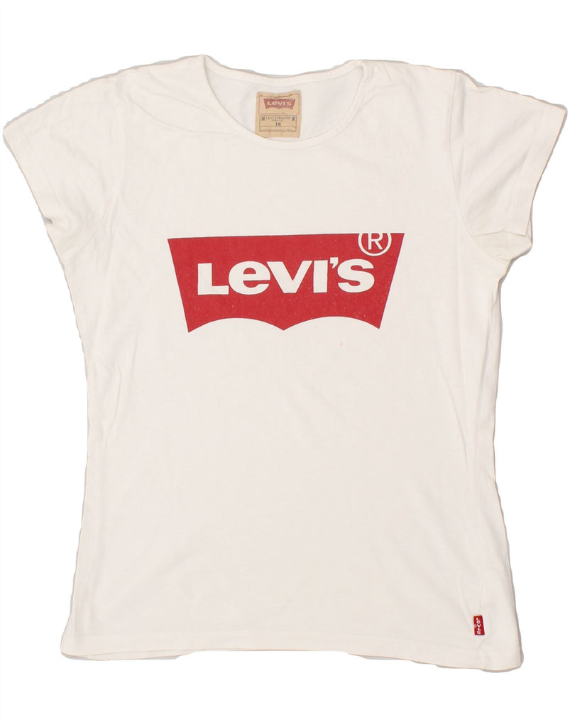 LEVI'S Girls Graphic T-Shirt Top 15-16 Years Off White Cotton | Vintage Levi's | Thrift | Second-Hand Levi's | Used Clothing | Messina Hembry 