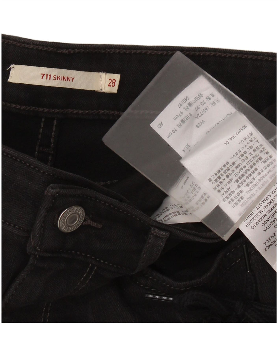LEVI'S Womens 711 Skinny Jeans W28 L27 Black Cotton