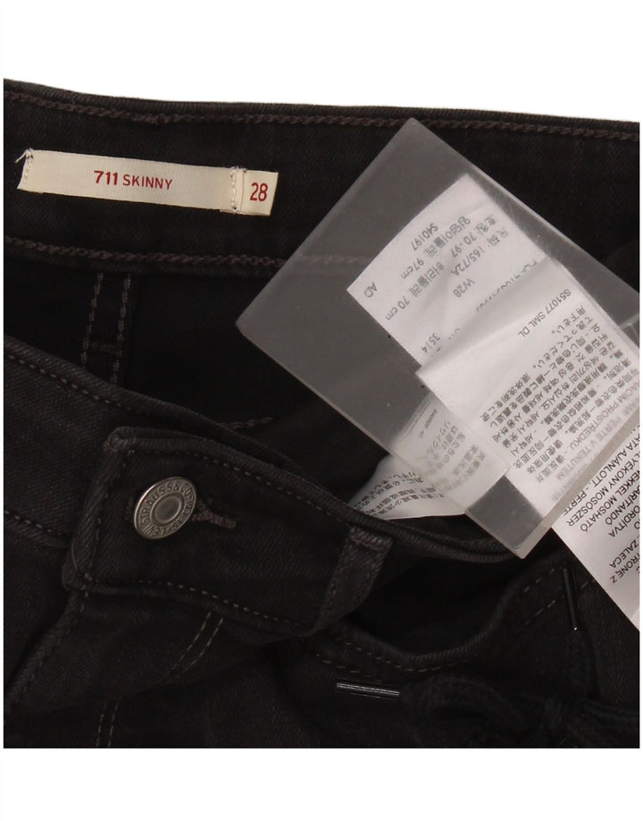 LEVI'S Womens 711 Skinny Jeans W28 L27 Black Cotton