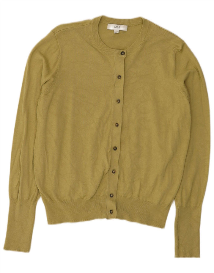 Marks & Spencer Womens Cardigan Sweater UK 14 Medium  Green Viscose