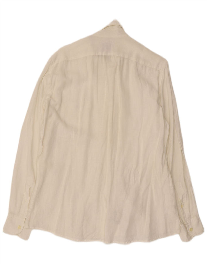 Brooksfield Mens Shirt Size 40 Medium White Linen