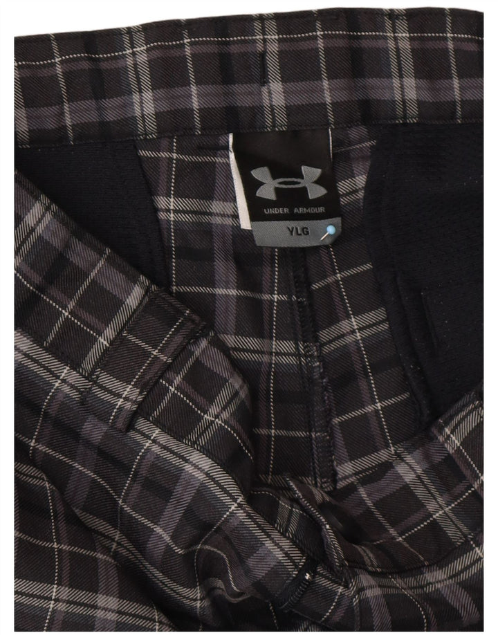 UNDER ARMOUR Boys Chino Shorts 11-12 Years Large W26 Grey Check Polyester