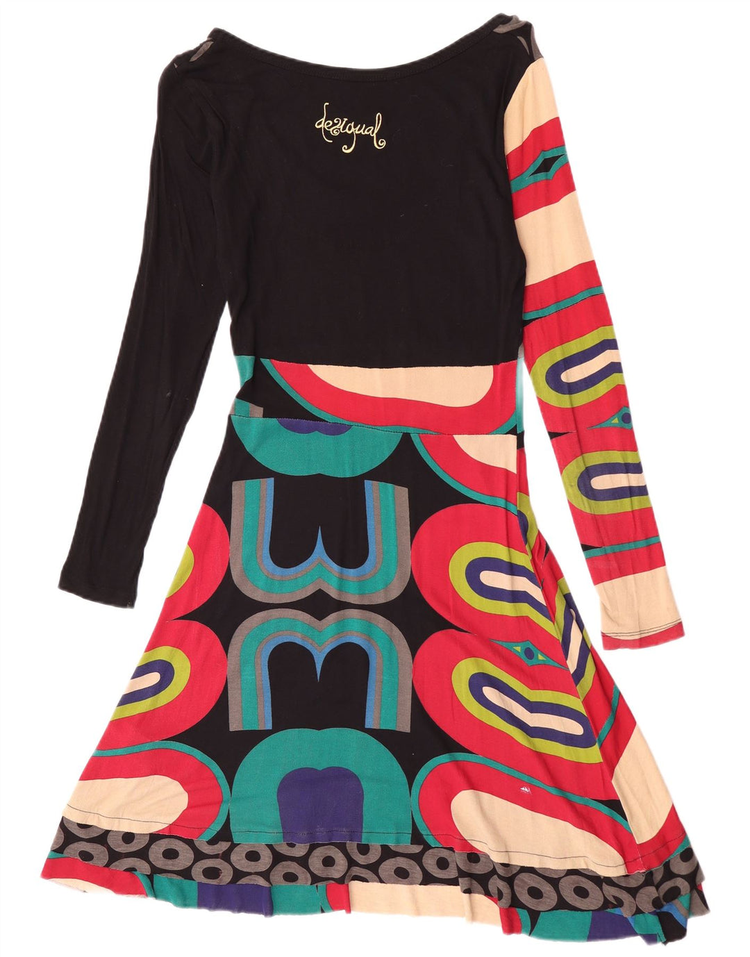 Desigual Womens Graphic A-Line Dress UK 12 Medium Multicoloured Geometric