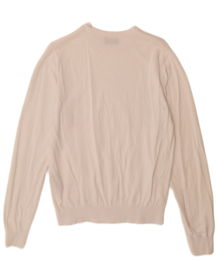 Armani Jeans Womens Crew Neck Jumper Sweater UK 12 Medium White Cotton