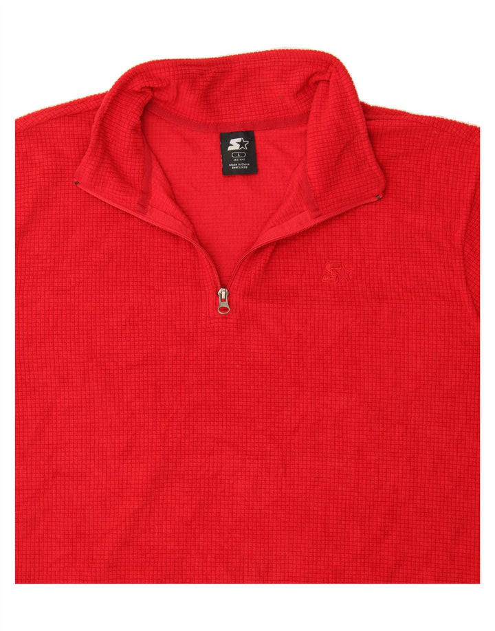 STARTER Mens Zip Neck Fleece Jumper UK 42/44 Large Red Polyester Vintage Starter and Second-Hand Starter from Messina Hembry 