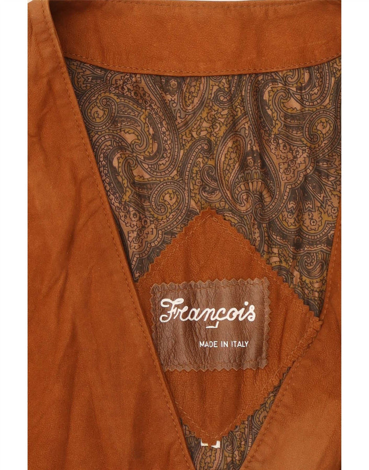 Vintage Mens Suede Waistcoat XL Brown