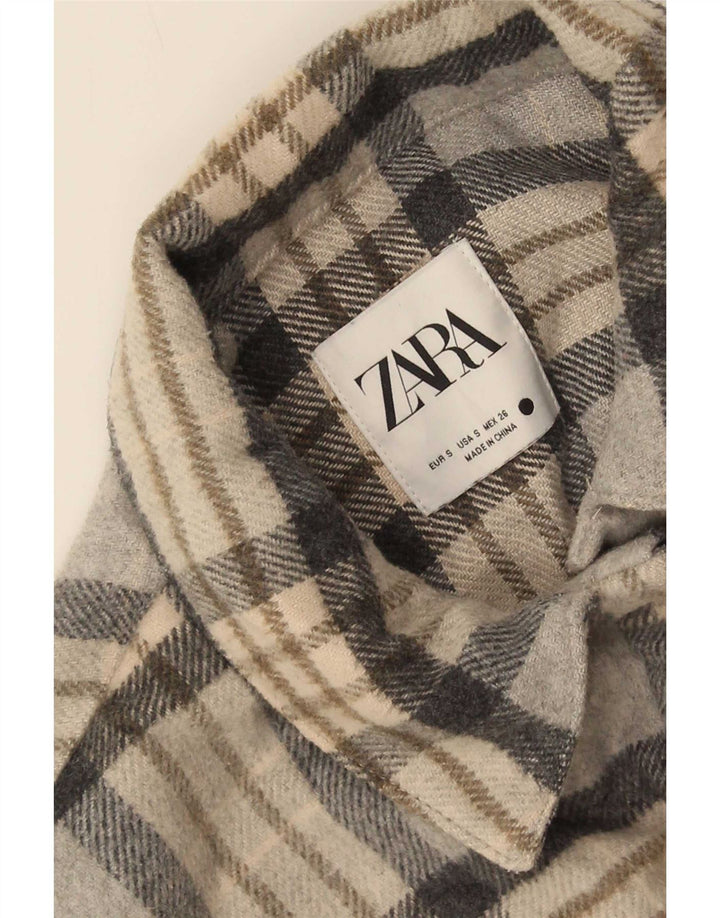 Zara Womens Overshirt Flannel Shirt UK 10 Small Grey Check