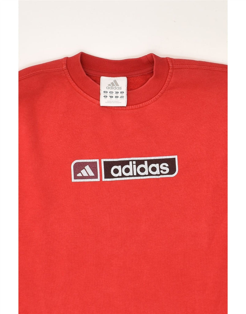 ADIDAS Boys Loose Fit Graphic Sweatshirt Jumper 9-10 Years Red Cotton | Vintage Adidas | Thrift | Second-Hand Adidas | Used Clothing | Messina Hembry 