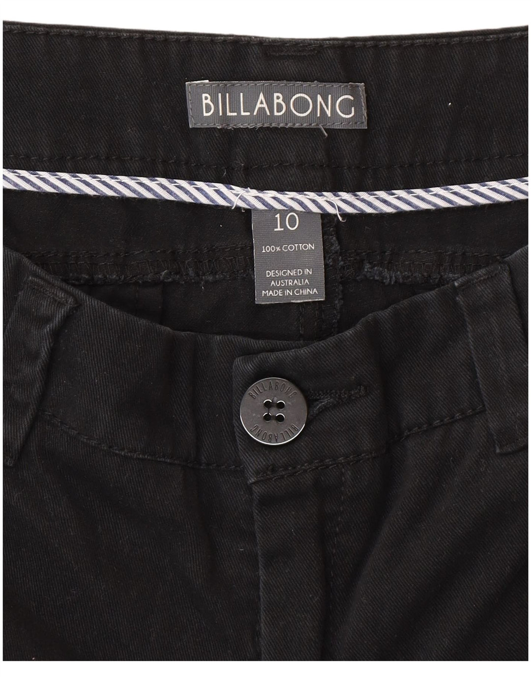 Billabong Womens Chino Shorts UK 10 Small W30 Black Cotton