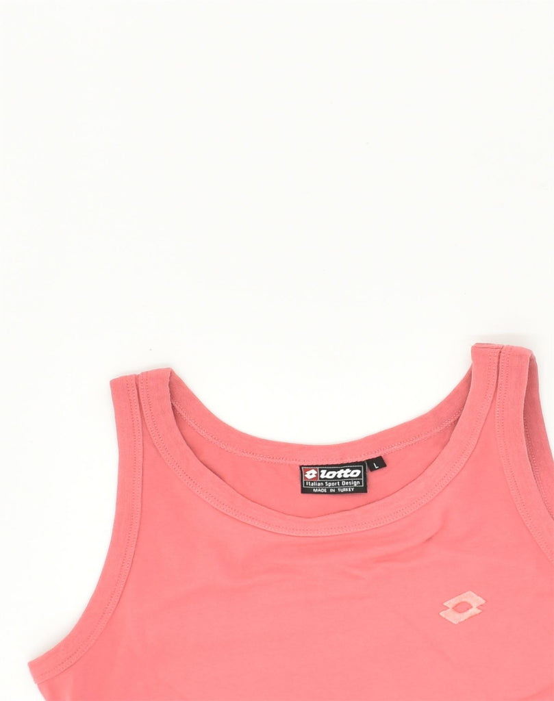 LOTTO Womens Vest Top UK 14 Large Pink Cotton | Vintage Lotto | Thrift | Second-Hand Lotto | Used Clothing | Messina Hembry 