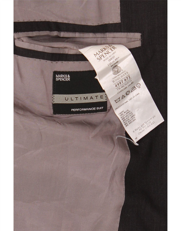 Marks & Spencer Mens 2 Button Blazer Jacket UK 44 2XL Black Wool