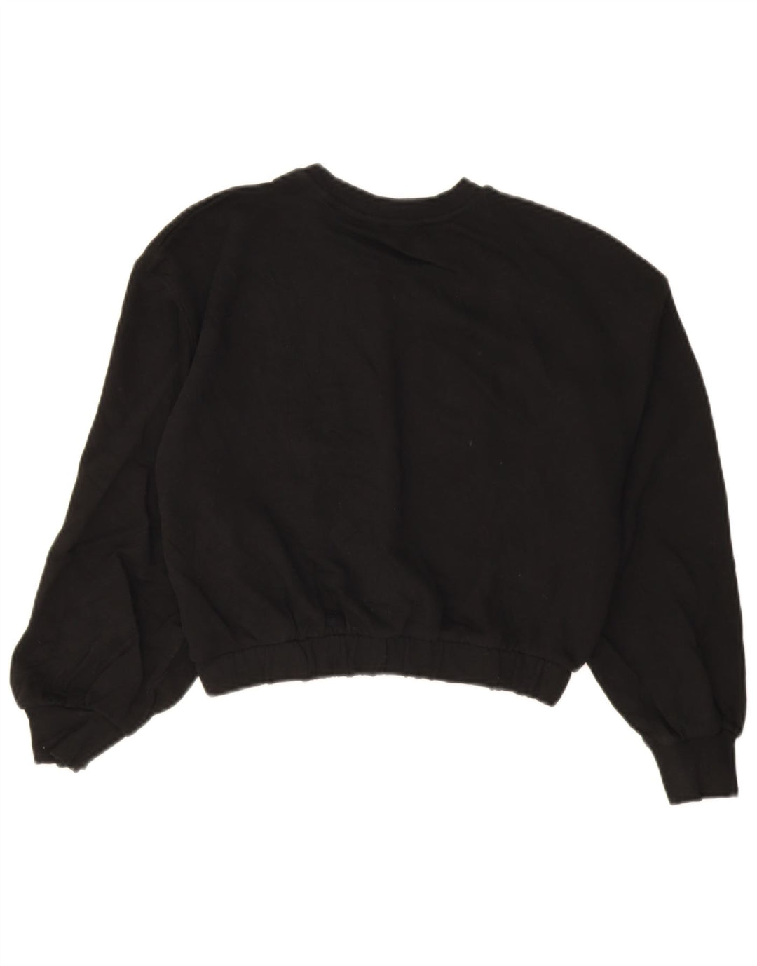Zara Womens Crop Sweatshirt Jumper UK 14 Medium Black Cotton