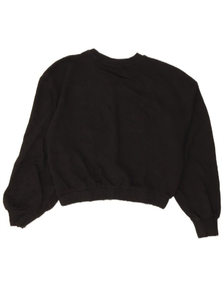 Zara Womens Crop Sweatshirt Jumper UK 14 Medium Black Cotton