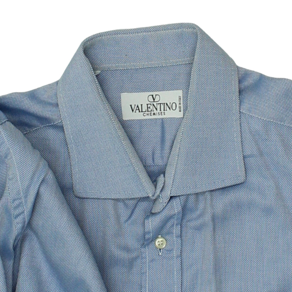 Valentino Chemises Mens Blue Button Up Spread Collar Shirt | Vintage Designer | Vintage Messina Hembry | Thrift | Second-Hand Messina Hembry | Used Clothing | Messina Hembry 
