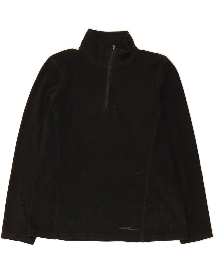 EDDIE BAUER Womens Zip Neck Fleece Jumper UK 10 Small Black Polyester Vintage Eddie Bauer and Second-Hand Eddie Bauer from Messina Hembry 