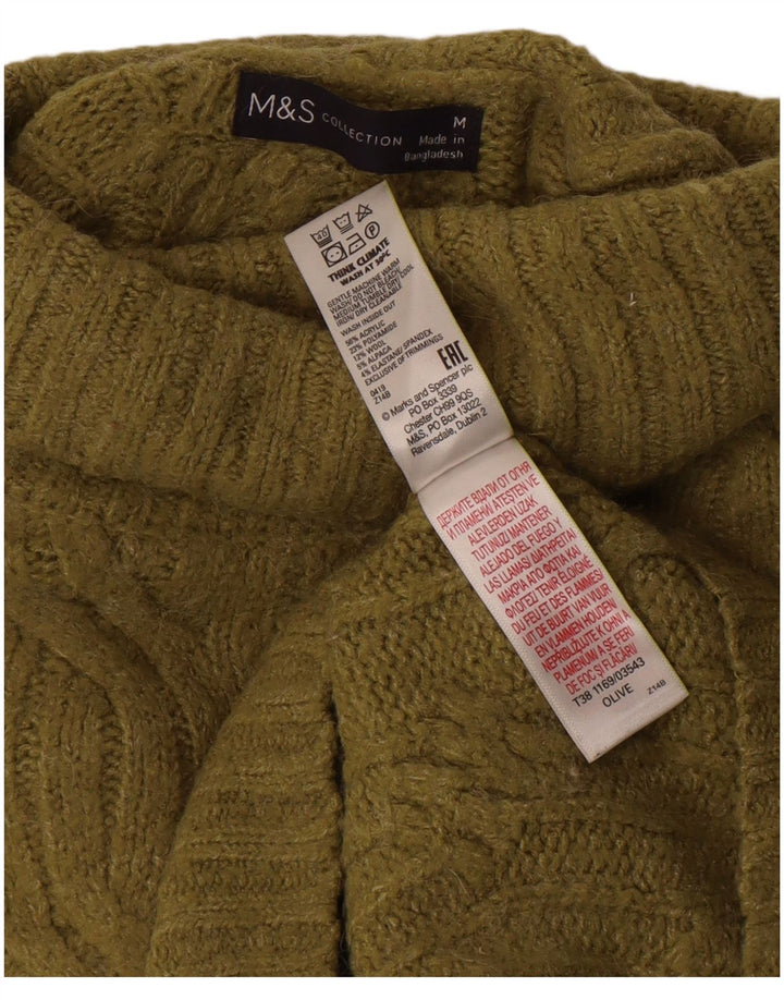 Marks & Spencer Womens Roll Neck Jumper Sweater UK 14 Medium Khaki Acrylic
