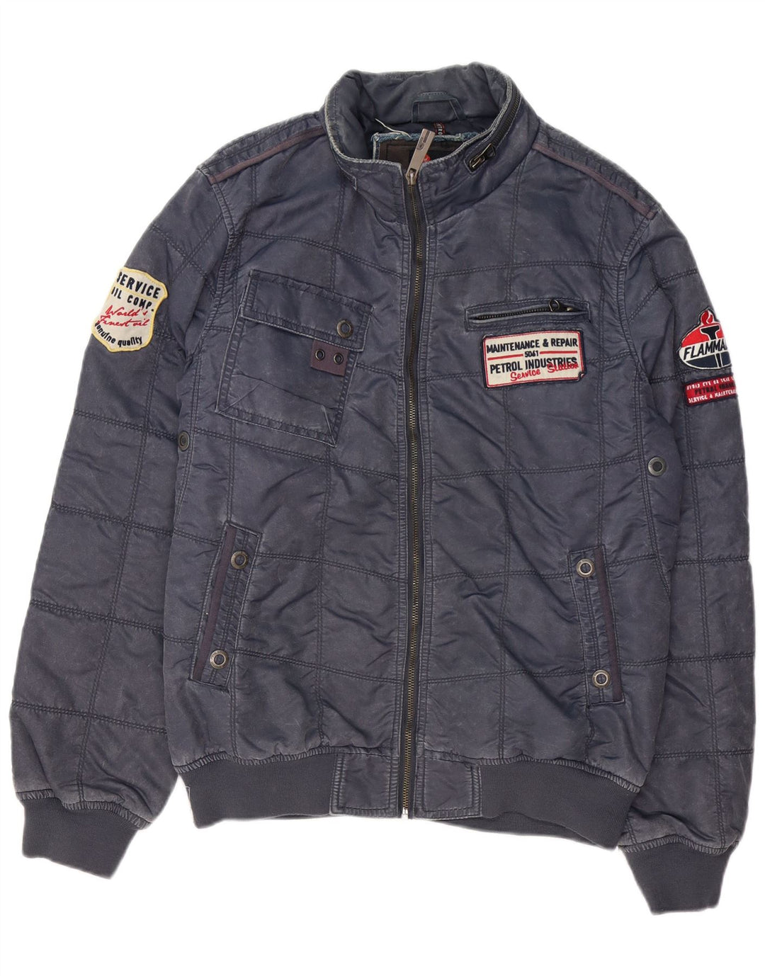 Petrol Industries Mens Graphic Bomber Jacket UK 38 Medium Navy Blue