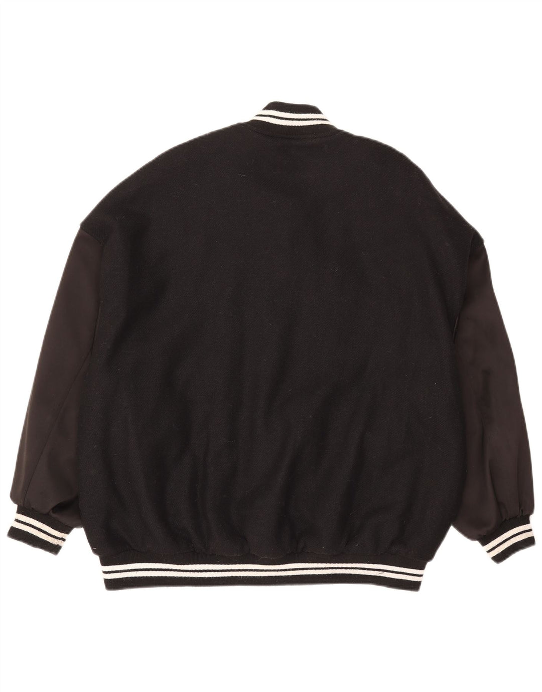 ZARA Womens Oversized Varsity Jacket UK 6 XS Black Colourblock Wool