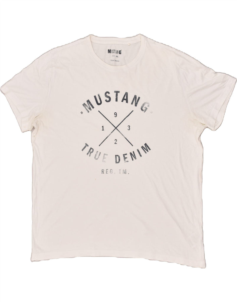 MUSTANG Mens Graphic T-Shirt Top 3XL White Cotton | Vintage Mustang | Thrift | Second-Hand Mustang | Used Clothing | Messina Hembry 