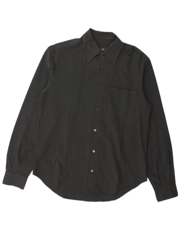 Exte Mens Shirt Medium Black Virgin Wool