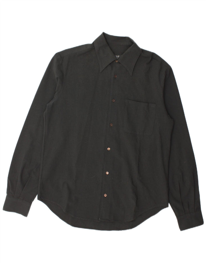 Exte Mens Shirt Medium Black Virgin Wool