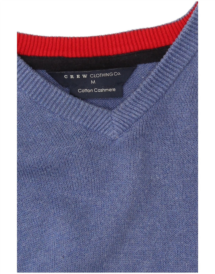 Crew Clothing Mens V-Neck Jumper Sweater Medium Blue Cotton