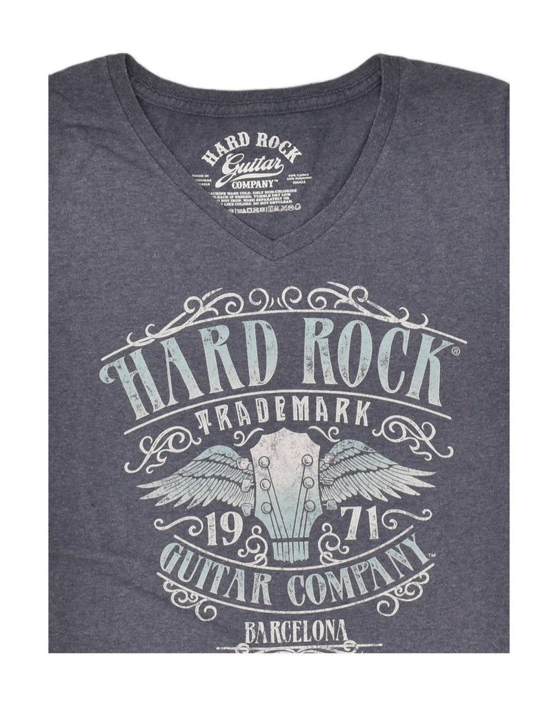 HARD ROCK Womens Barcelona T-Shirt Top UK 10 Small Grey Cotton | Vintage Hard Rock | Thrift | Second-Hand Hard Rock | Used Clothing | Messina Hembry 