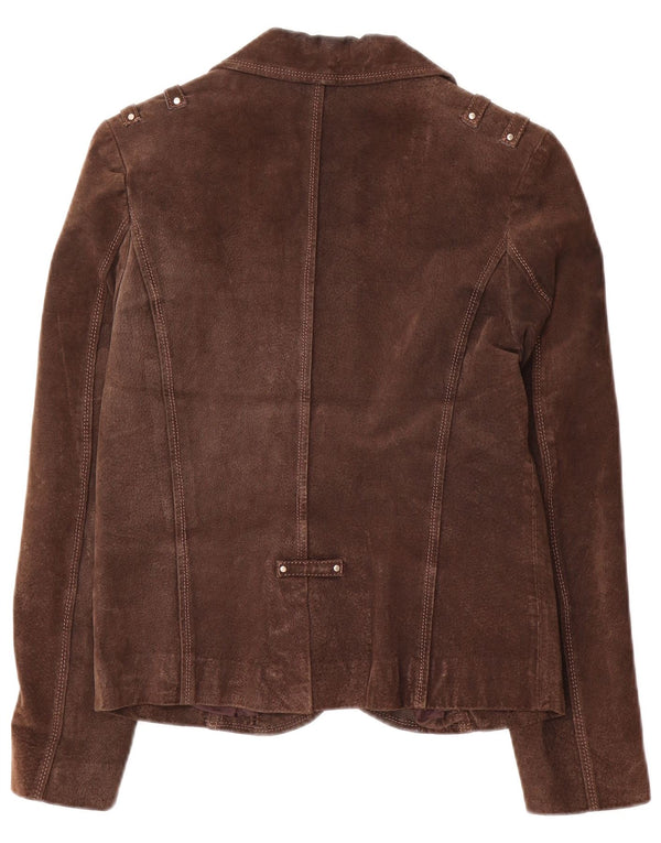 Banana Republic Womens Military Suede Blazer Jacket UK 18 XL Brown Leather