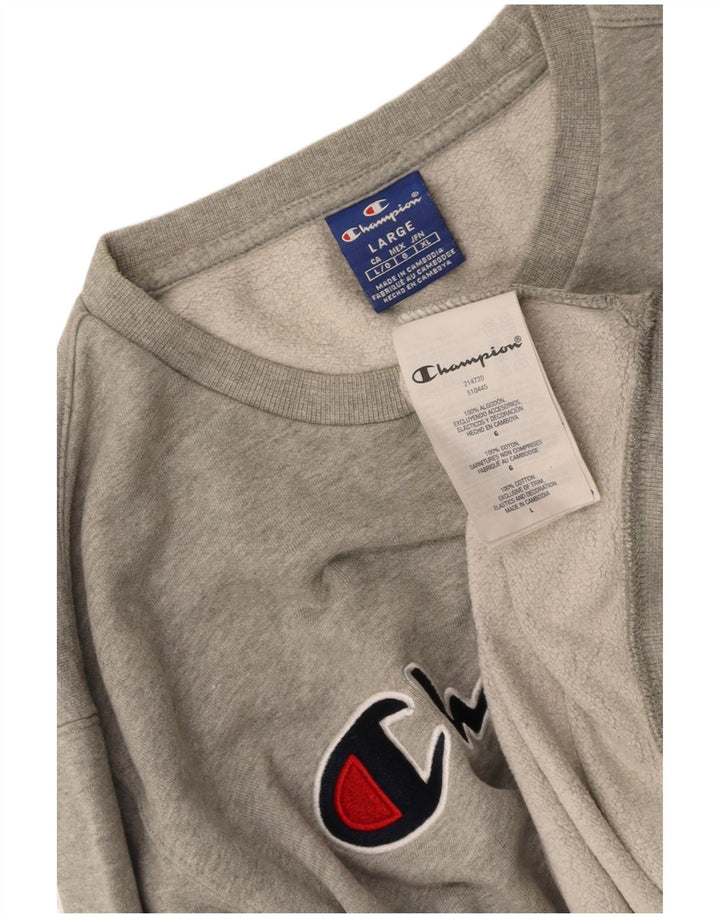 CHAMPION Womens Graphic Sweatshirt Jumper UK 16 Large Grey Cotton