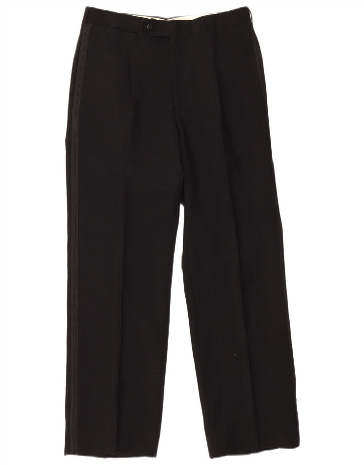 VINTAGE Mens 1 Button 2 Piece Set IT 46 Small W29 L29 Black Wool