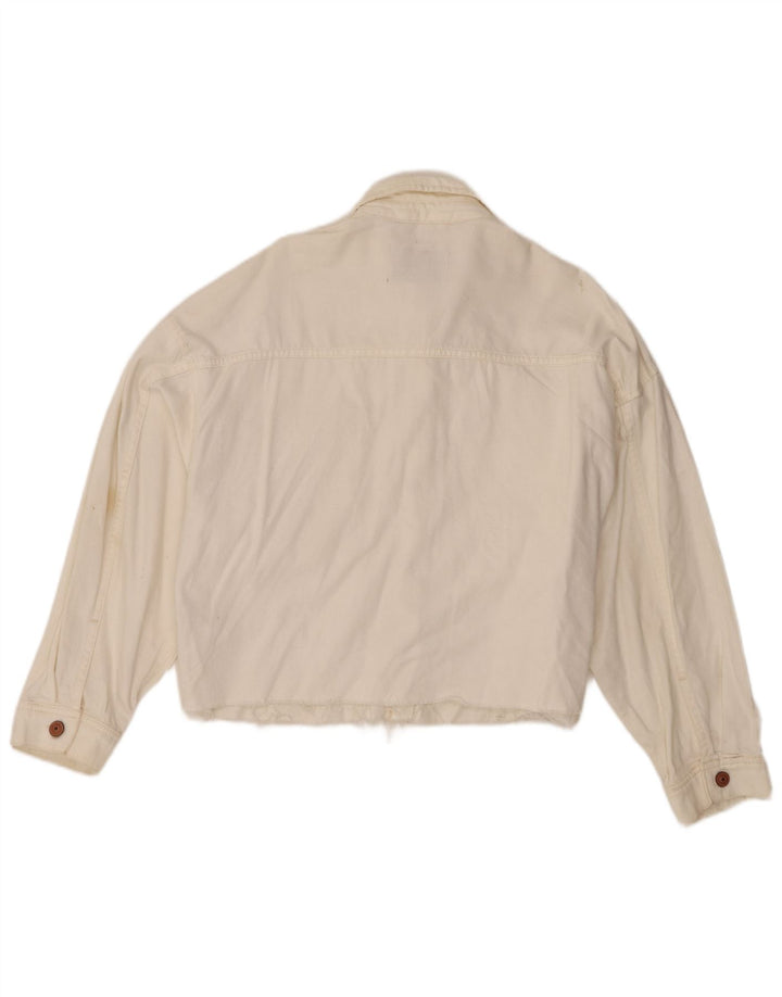 All Saints Womens Oversized Denim Shirt UK 8 Small White Cotton