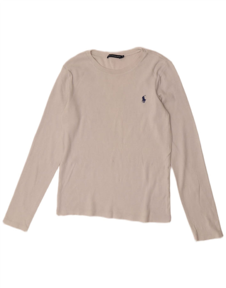 Ralph Lauren Womens Top Long Sleeve UK 14 Large White Cotton