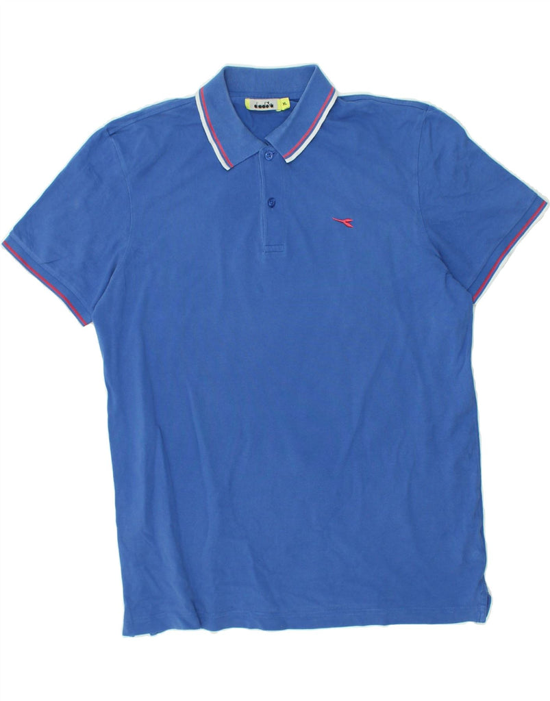 DIADORA Mens Slim Polo Shirt XL Blue Cotton | Vintage Diadora | Thrift | Second-Hand Diadora | Used Clothing | Messina Hembry 