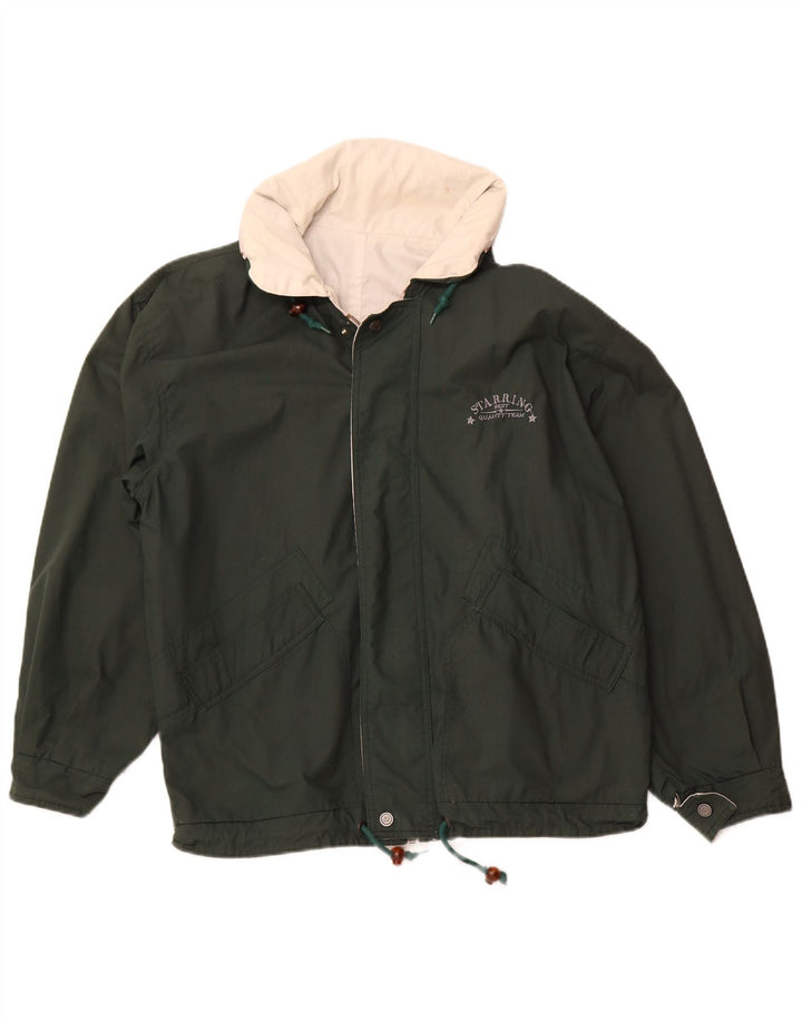 Starring Mens Loose Fit Hooded Reversible Jacket UK 38 Medium Beige Cotton