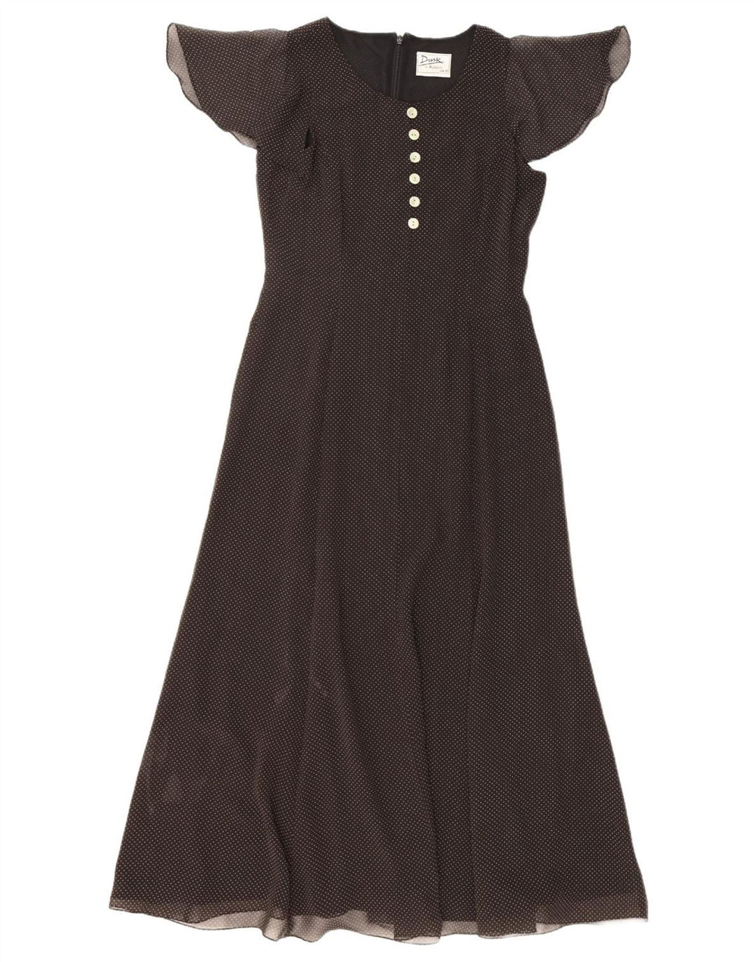 FRANK USHER Womens Maxi Dress UK 12 Medium  Black Spotted Polyester