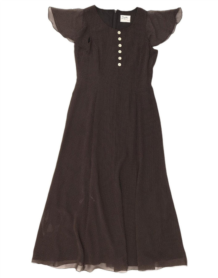 FRANK USHER Womens Maxi Dress UK 12 Medium  Black Spotted Polyester